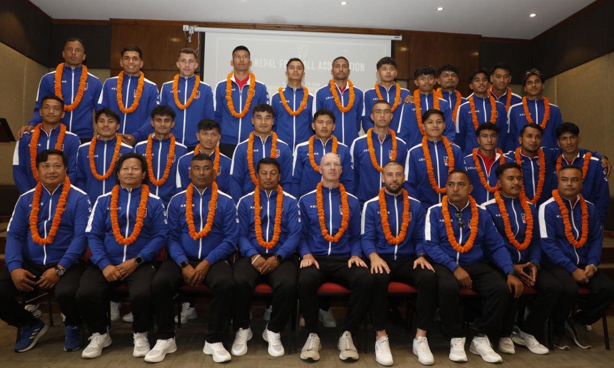 Nepal National football team at farewell event for Hong Kong and Laos tour