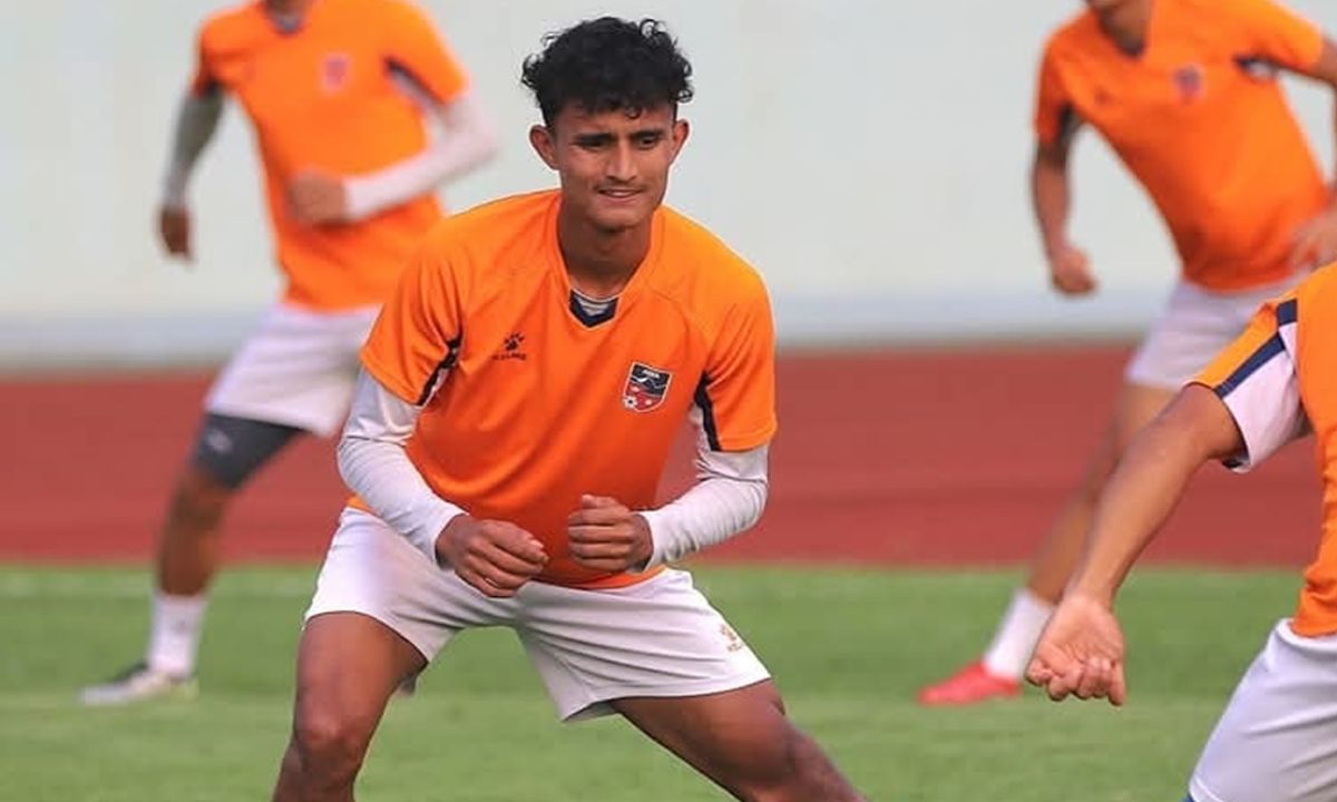 Srijan Raj Gautam debuting for Nepal National Football Team