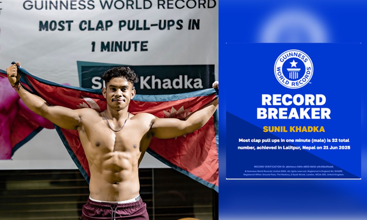 Sunil khadka breaks guinness world record with 32 clap pull-ups